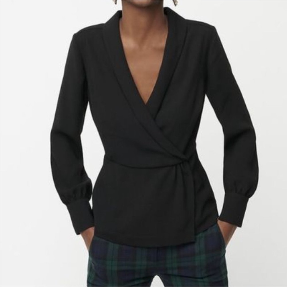 J. Crew Drapey faux-wrap top in 365 black size 12